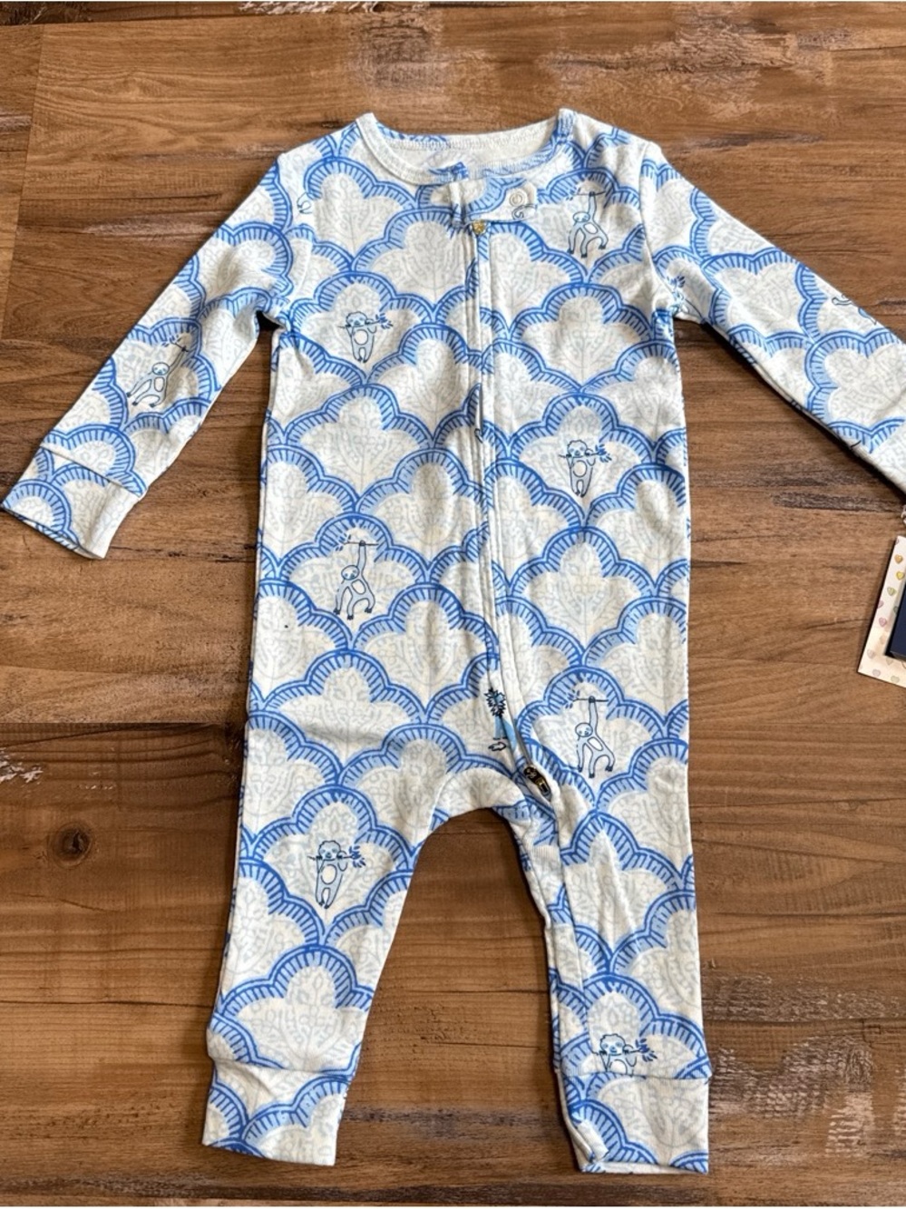 Roller Rabbit Blue and White Wave-Print Footie